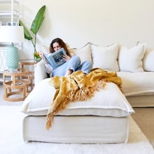 Cumulus Ottoman with Cotton Blend Slipcover