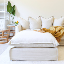 Cumulus Ottoman with Cotton Blend Slipcover