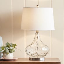 Elysian Clear Teardrop Iron Linen Table Lamp