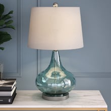 Misty Aqua Glass Teardrop Table Lamp