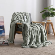 Extra Large Coral Fleece Heated Throw