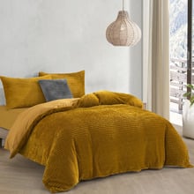 Mustard Embossed Quilt Cover Set