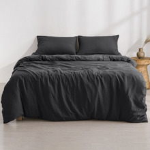 Black Washed Microfibre Quilt Cover Set