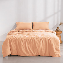 Peach Washed Microfibre Quilt Cover Set