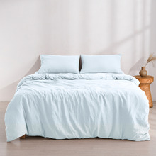 Ice Blue Washed Microfibre Quilt Cover Set