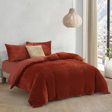Rust Red Embossed Quilt Cover Set
