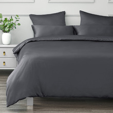 Charcoal Matte&nbsp;Satin&nbsp;Quilt Cover Set