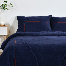 Midnight Blue Jasper Teddy Fleece Quilt Cover Set