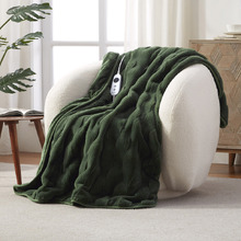 Basketweave Faux Fur Heated Throw