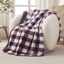 Gingham Faux Fur Heated Throw
