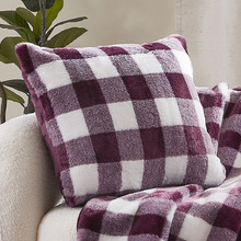 Gingham Faux Fur Cushion