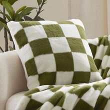 Checkered Plush Faux Fur Cushion