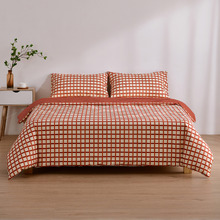 Sienna Grid Micro Flannel Reversible Quilt Cover Set