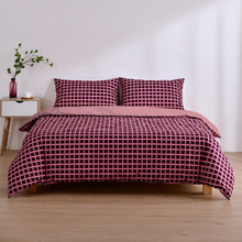 Cherry Grid Micro Flannel Reversible Quilt Cover Set