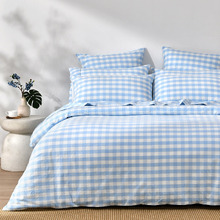 Sky Sierra Yarn-Dyed Gingham Washed Cotton Quilt Cover Set