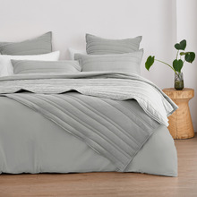 Dove Grey Sharon Washed Microfibre Quilted Coverlet Set
