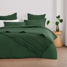Green Sharon Washed Microfibre Quilted Coverlet Set