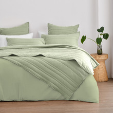 Sage Sharon Washed Microfibre Quilted Coverlet Set