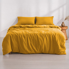 Mustard Washed Microfibre Quilt Cover Set