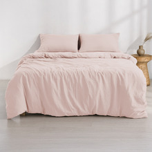 Blush Pink Washed Microfibre Quilt Cover Set