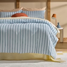 Sky & Teal Striped Lili Microfibre Quilt Cover Set