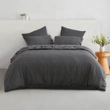 Charcoal Delphine Seersucker Quilt Cover Set