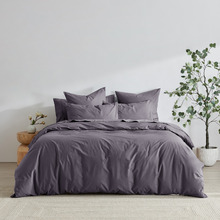 Charcoal Ropert 300TC Cotton Percale Quilt Cover Set