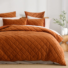Rust Quilted Horace French Velvet Quilt Cover Set