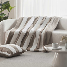 Aris Carved Stripe Faux Fur Throw