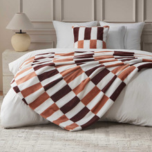 Gabri Checkered Sherpa Fleece Faux Fur Throw