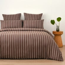 Chocolate & Natural Striped Lili Microfibre Quilt Cover Set