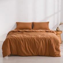 Rust Washed Microfibre Quilt Cover Set