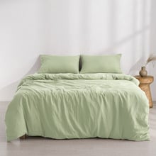 Sage Washed Microfibre Quilt Cover Set