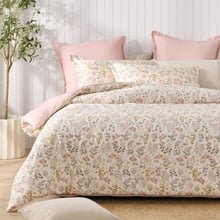 Cottage Flowers Cotton Reversible Quilt Cover Set