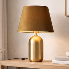 Misty Blue & Gold Steel Velvet Table Lamp