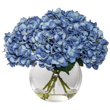 39cm Faux Hydrangea-Phoebe with Glass Vase