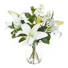49cm Faux Mixed Casablanca with Glass Vase