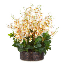 67cm Faux Mixed Dancing Orchid with Glass Bowl