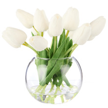 20cm White Faux Tulip Bunch with Vase