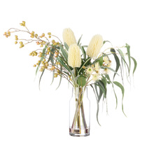 58cm Faux Banksia Eucalyptus Mix with Vase