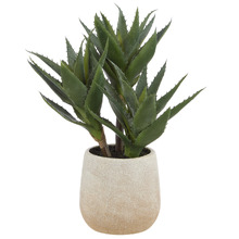 33cm Faux 3 Head Aloe with Vase