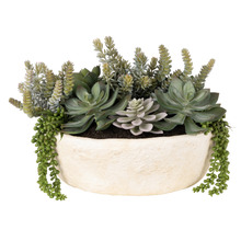 37cm Faux Succulent with Cement Pot