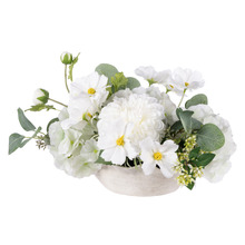 25cm Potted Faux Cosmos & Hydrangea Arrangement
