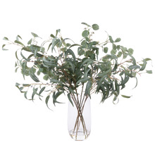 93cm Faux Eucalyptus & Gum Leaves with Glass Vase