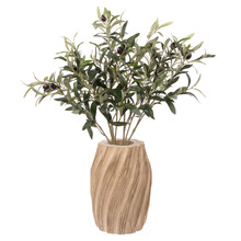 70cm Faux Olive Plant with Dansk Wood Vase