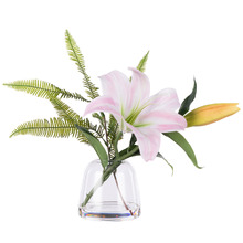 44cm Faux Casablanca Lily with Glass Vase