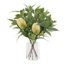 65cm Faux Mixed Native Banksia & Gum Nut with Vase
