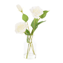 27cm White Faux Lisianthus with Vase