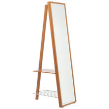 Natural Vanesia Floor Mirror with Clothes Rack
