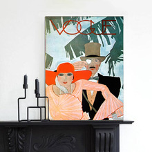 Vintage Vogue Cover Couple Canvas Wall Art